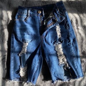 High waisted distressed shorts size 3